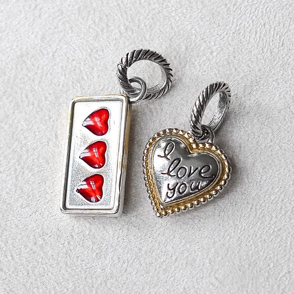Brighton 2 PC Charms New Jersey Garden State Red Hearts I Love You Dangle Set - Picture 2 of 4